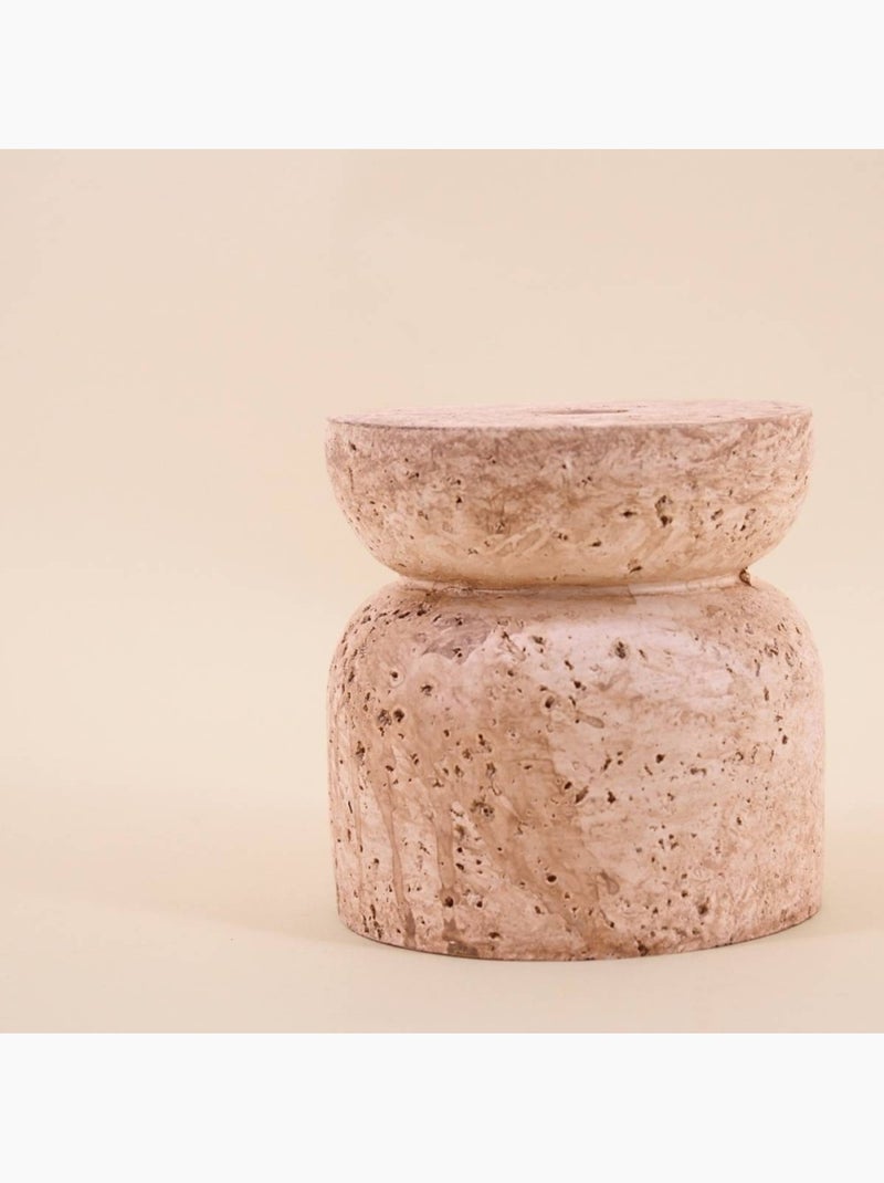 Bougeoir imitation travertin 10cm Beige - Kiabi