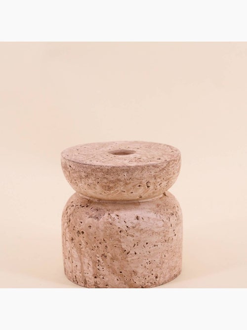 Bougeoir imitation travertin 10cm - Kiabi