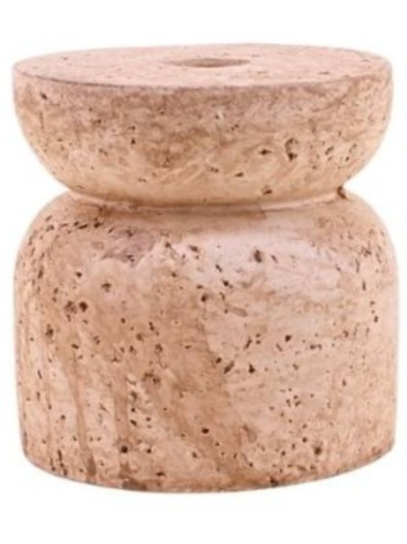 Bougeoir imitation travertin 10cm Beige - Kiabi