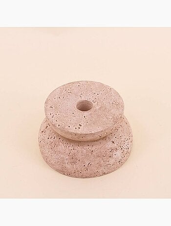 Bougeoir imitation travertin 13x7cm