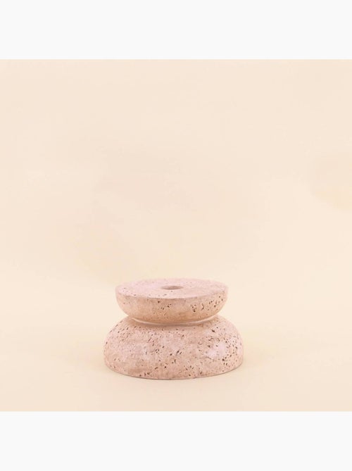 Bougeoir imitation travertin 13x7cm - Kiabi