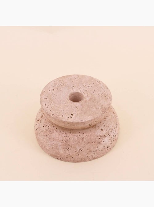 Bougeoir imitation travertin 13x7cm - Kiabi