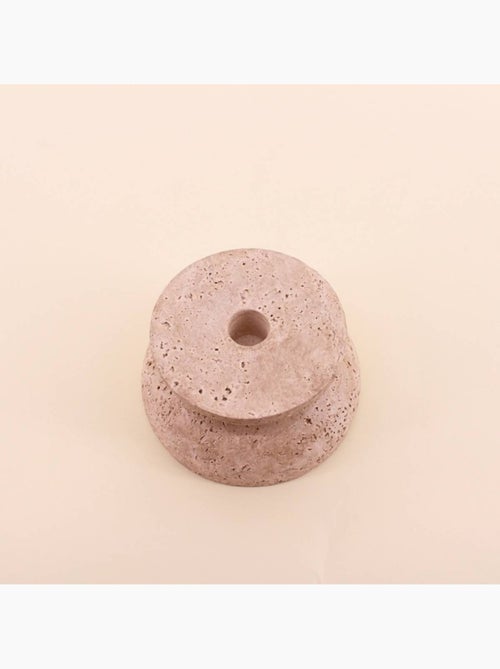 Bougeoir imitation travertin 13x7cm - Kiabi