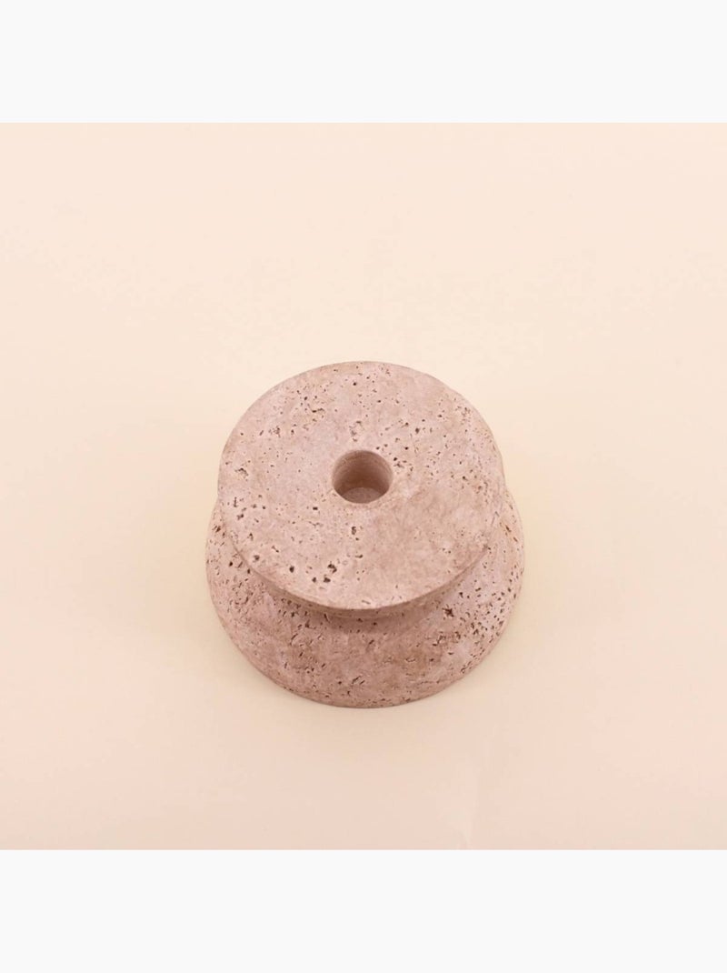 Bougeoir imitation travertin 13x7cm Beige - Kiabi