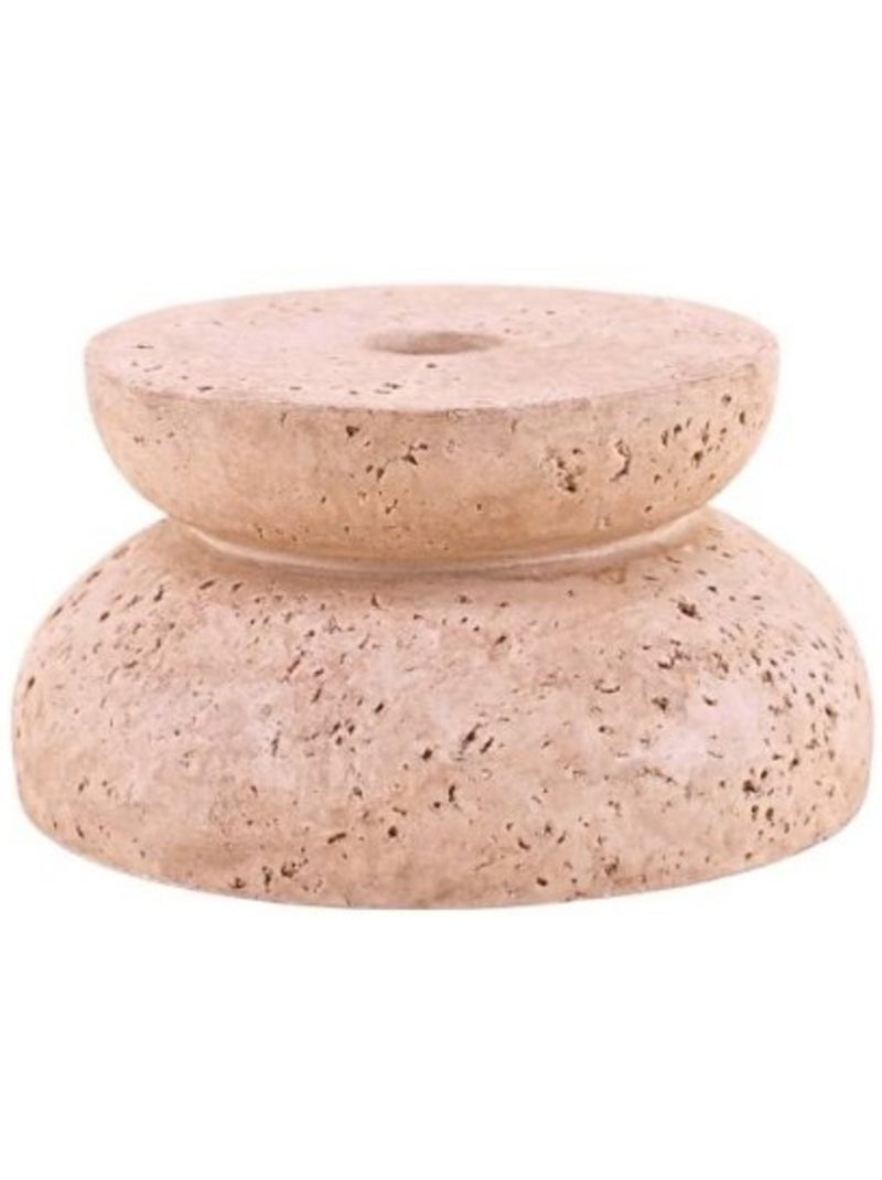 Bougeoir imitation travertin 13x7cm Beige - Kiabi