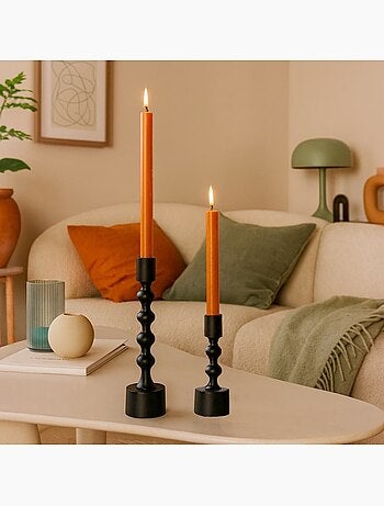 Bougeoir laqué noir mat 16cm