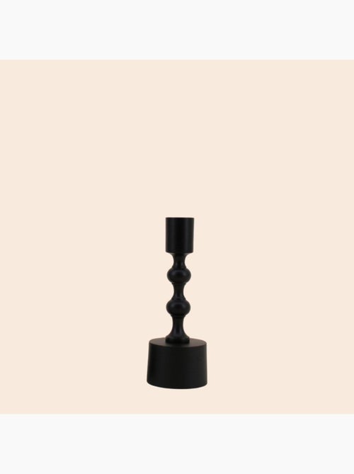 Bougeoir laqué noir mat 16cm - Kiabi