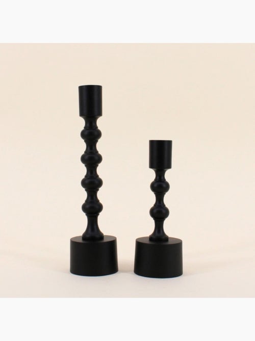 Bougeoir laqué noir mat 16cm - Kiabi