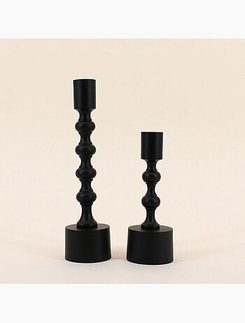 Bougeoir laqué noir mat 23cm