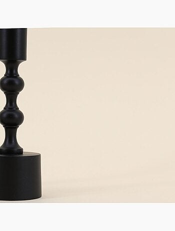 Bougeoir laqué noir mat 23cm