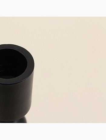 Bougeoir laqué noir mat 23cm