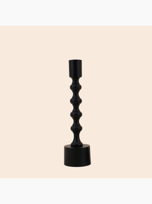 Bougeoir laqué noir mat 23cm - Kiabi