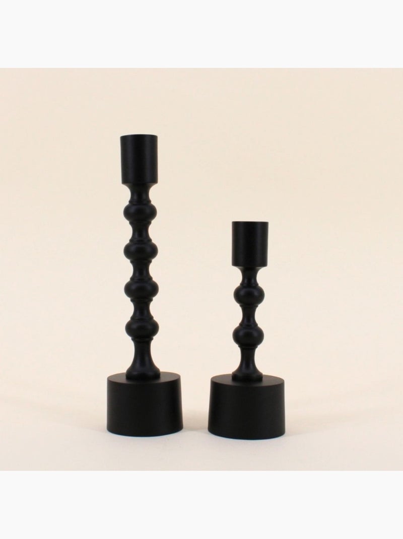 Bougeoir laqué noir mat 23cm Noir - Kiabi