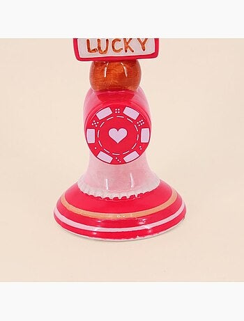 Bougeoir Lucky en dolomite rouge 20cm