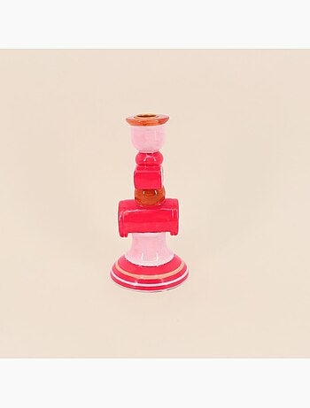 Bougeoir Lucky en dolomite rouge 20cm