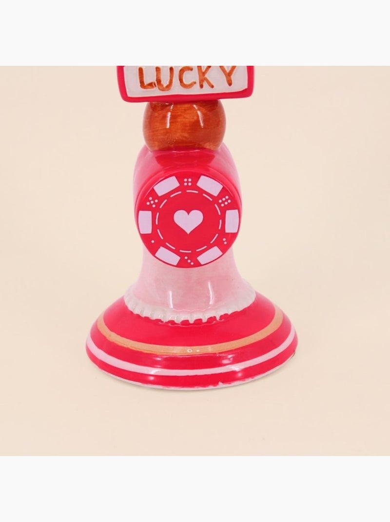 Bougeoir Lucky en dolomite rouge 20cm Rouge - Kiabi