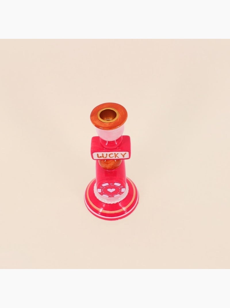 Bougeoir Lucky en dolomite rouge 20cm Rouge - Kiabi
