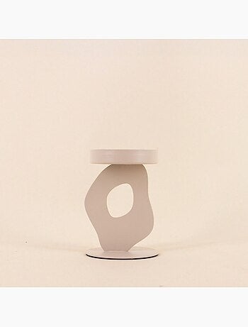 Bougeoir métal organique beige 13cm