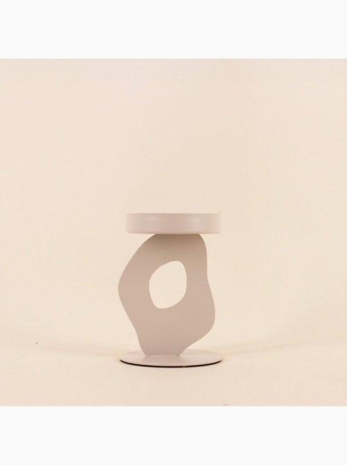 Bougeoir métal organique beige 13cm - Kiabi