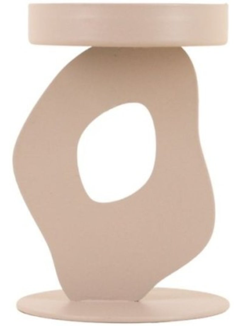 Bougeoir métal organique beige 13cm Beige - Kiabi
