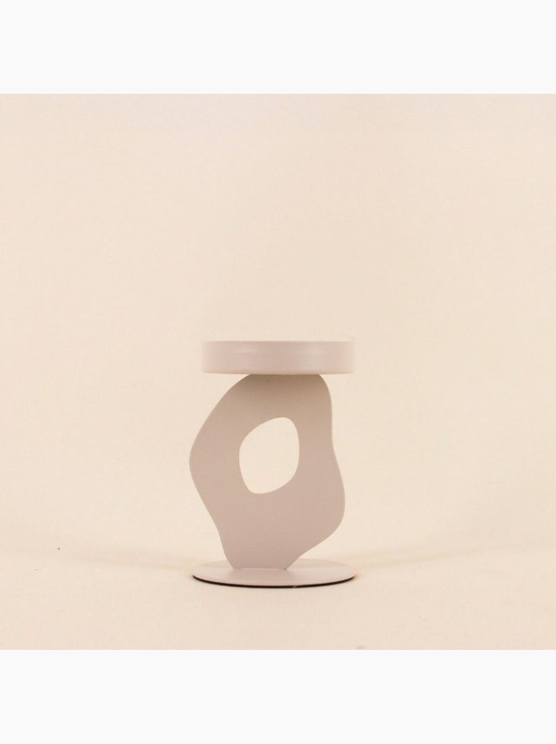 Bougeoir métal organique beige 13cm Beige - Kiabi