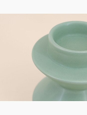 Bougeoir moderne en dolomite verte 13,8x10,8cm