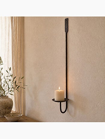 Bougeoir mural chandelier en métal brut
