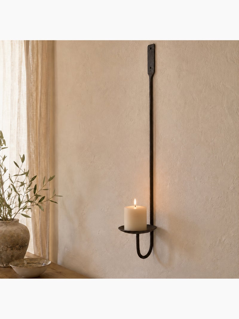 Bougeoir mural chandelier en métal brut Noir - Kiabi