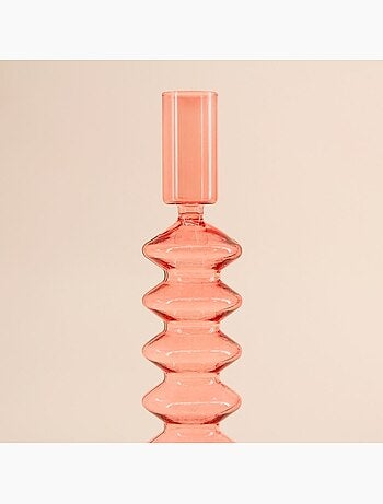 Bougeoir perles en verre 24cm