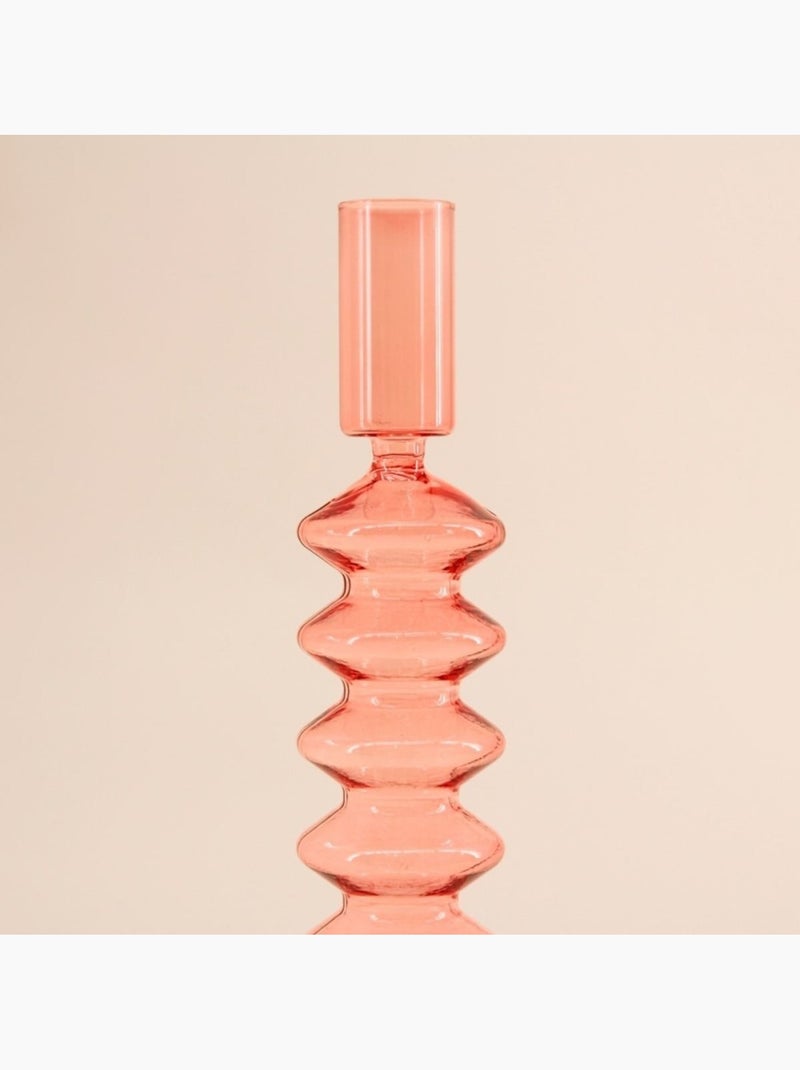 Bougeoir perles en verre 24cm Rose - Kiabi