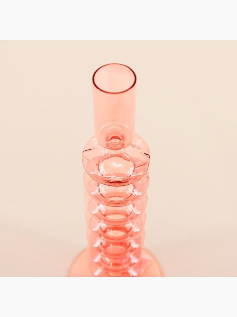 Bougeoir perles en verre 24cm Rose - Kiabi