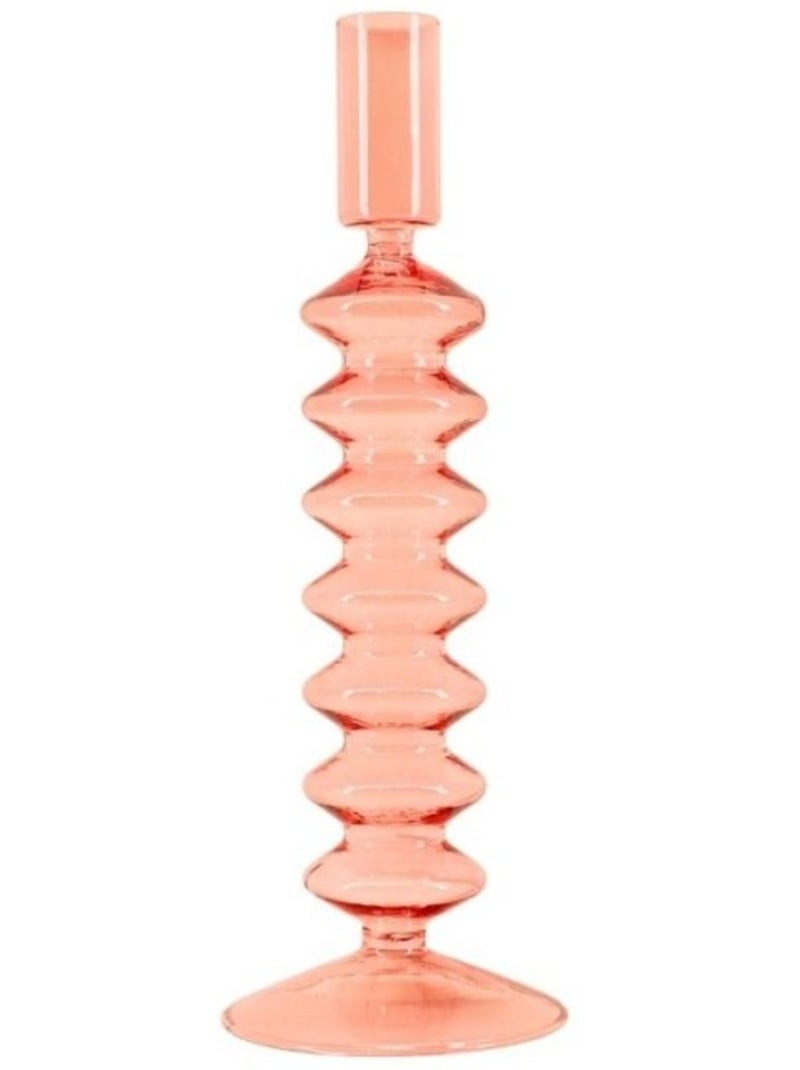 Bougeoir perles en verre 24cm Rose - Kiabi