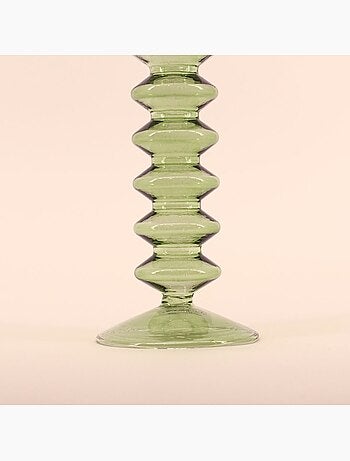 Bougeoir perles en verre 24cm