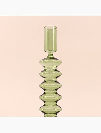 Bougeoir perles en verre 24cm