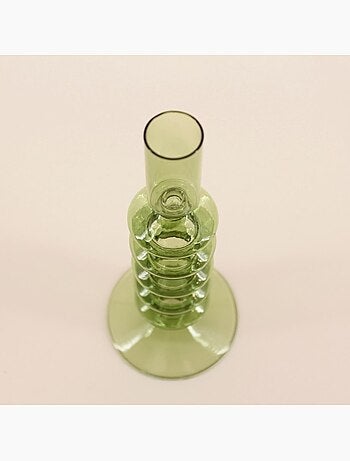 Bougeoir perles en verre vert 19cm