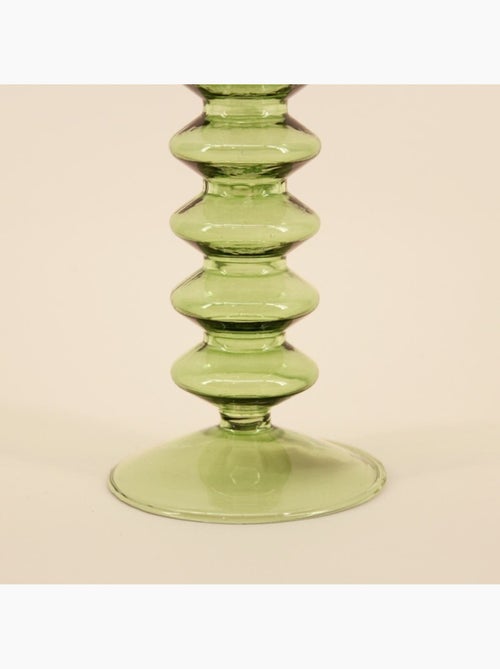 Bougeoir perles en verre vert 19cm - Kiabi
