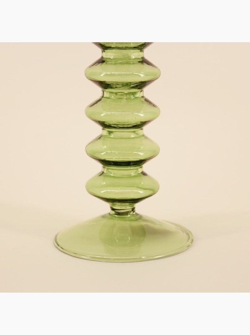 Bougeoir perles en verre vert 19cm Vert - Kiabi