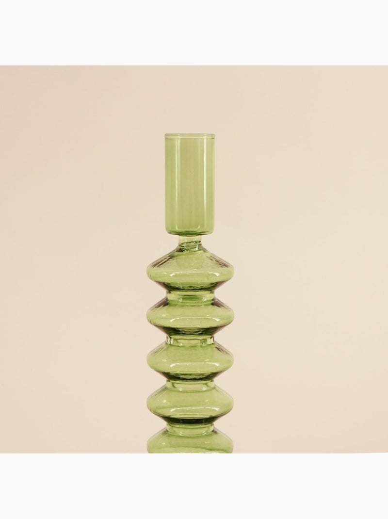 Bougeoir perles en verre vert 19cm Vert - Kiabi