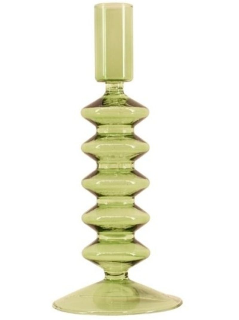 Bougeoir perles en verre vert 19cm Vert - Kiabi