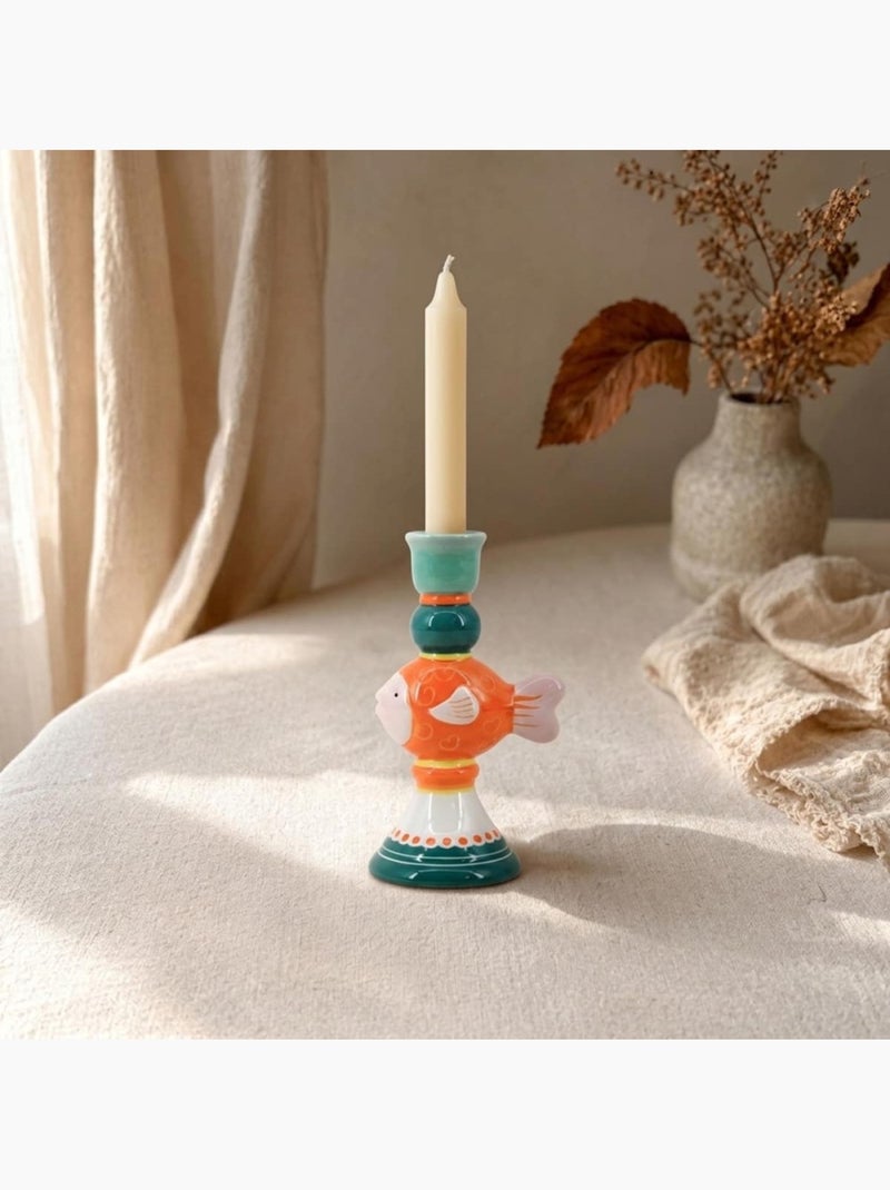 Bougeoir poisson orange et bleu en céramique 18cm Bleu - Kiabi
