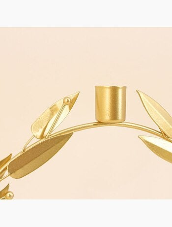 Bougeoir rond feuilles dorées 30cm