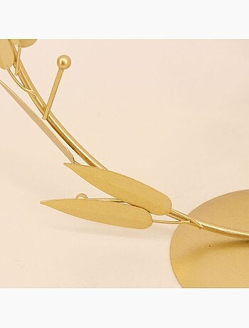 Bougeoir rond feuilles dorées 30cm