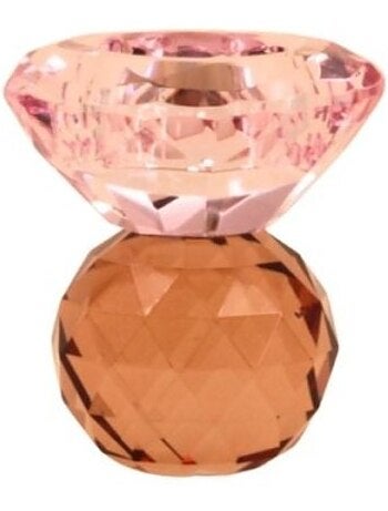 Bougeoir rose en cristal à facettes 9cm