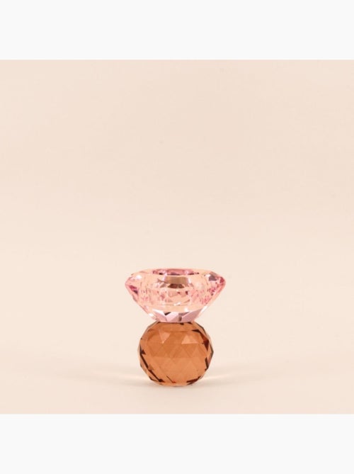 Bougeoir rose en cristal à facettes 9cm - Kiabi