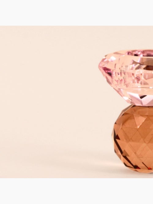Bougeoir rose en cristal à facettes 9cm - Kiabi
