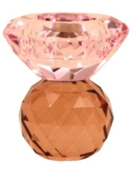 Bougeoir rose en cristal à facettes 9cm - Kiabi