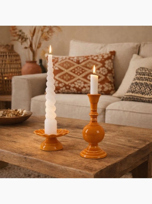 Bougeoir sur pied en métal laqué - Kiabi