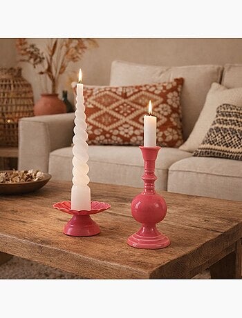 Bougeoir sur pied en métal laqué