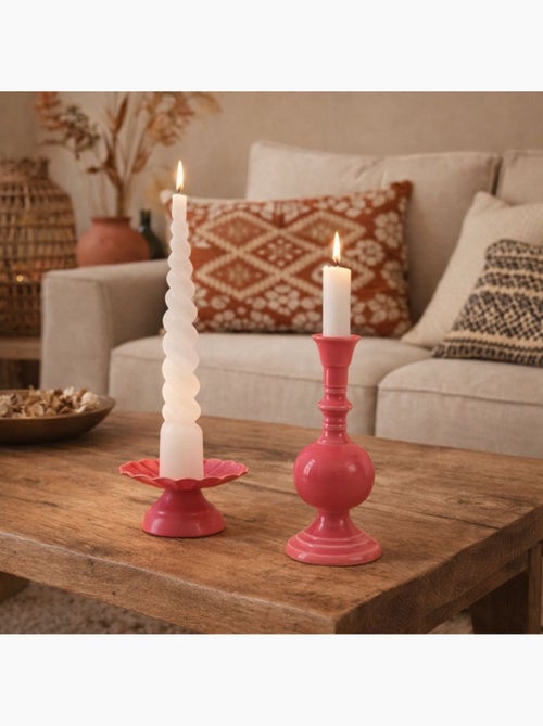 Bougeoir sur pied en métal laqué - Kiabi