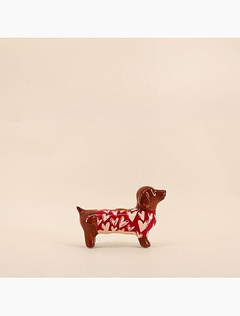 Bougeoir teckel en céramique 20cm